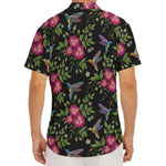 Wild Flowers And Hummingbird Print Men's Deep V-Neck Shirt