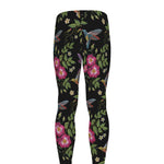 Wild Flowers And Hummingbird Print Men's leggings