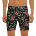Wild Flowers And Hummingbird Print Men's Long Boxer Briefs