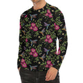 Wild Flowers And Hummingbird Print Men's Long Sleeve Rash Guard
