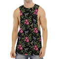 Wild Flowers And Hummingbird Print Men's Muscle Tank Top