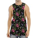 Wild Flowers And Hummingbird Print Men's Muscle Tank Top