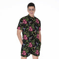 Wild Flowers And Hummingbird Print Men's Romper