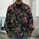 Wild Flowers And Hummingbird Print Men's Shirt Jacket