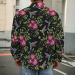 Wild Flowers And Hummingbird Print Men's Shirt Jacket