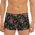 Wild Flowers And Hummingbird Print Men's Short Boxer Briefs