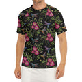 Wild Flowers And Hummingbird Print Men's Short Sleeve Rash Guard