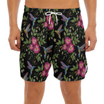 Wild Flowers And Hummingbird Print Men's Split Running Shorts