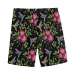 Wild Flowers And Hummingbird Print Men's Sports Shorts