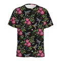 Wild Flowers And Hummingbird Print Men's Athletic T-Shirt