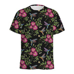 Wild Flowers And Hummingbird Print Men's Sports T-Shirt