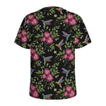 Wild Flowers And Hummingbird Print Men's Sports T-Shirt