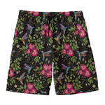 Wild Flowers And Hummingbird Print Men's Swim Trunks