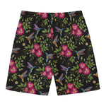 Wild Flowers And Hummingbird Print Men's Swim Trunks