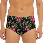 Wild Flowers And Hummingbird Print Men's Triangle Swim Briefs