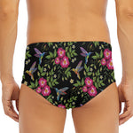Wild Flowers And Hummingbird Print Men's Triangle Swim Briefs
