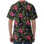 Wild Flowers And Hummingbird Print Men's Velvet T-Shirt