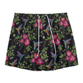 Wild Flowers And Hummingbird Print Mesh Shorts