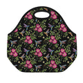 Wild Flowers And Hummingbird Print Neoprene Lunch Bag