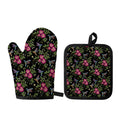 Wild Flowers And Hummingbird Print Oven Mitt And Pot Holder Set