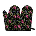 Wild Flowers And Hummingbird Print Oven Mitts