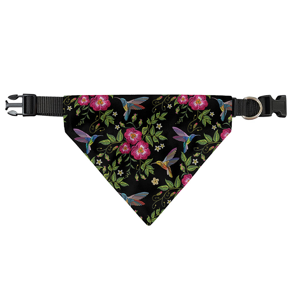Wild Flowers And Hummingbird Print Over The Collar Dog Bandana