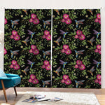 Wild Flowers And Hummingbird Print Pencil Pleat Curtains