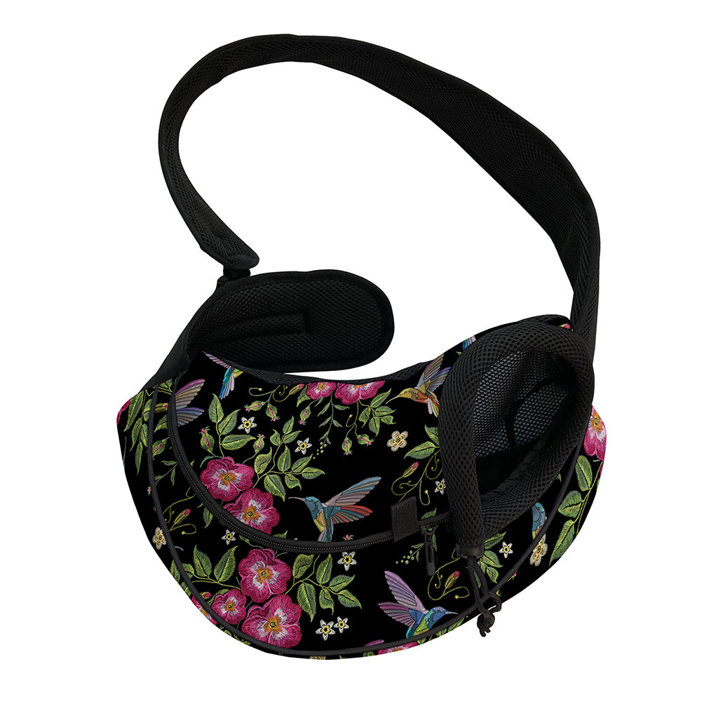 Wild Flowers And Hummingbird Print Pet Sling Carrier