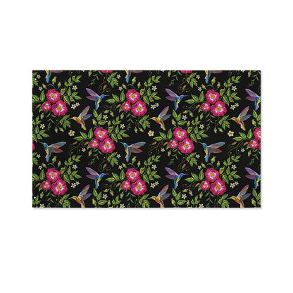 Wild Flowers And Hummingbird Print Polyester Flag