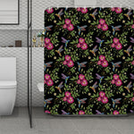 Wild Flowers And Hummingbird Print Polyester Shower Curtain