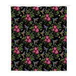 Wild Flowers And Hummingbird Print Polyester Shower Curtain