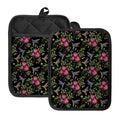 Wild Flowers And Hummingbird Print Pot Holders With Pocket
