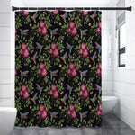 Wild Flowers And Hummingbird Print Premium Shower Curtain