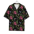 Wild Flowers And Hummingbird Print Rayon Hawaiian Shirt