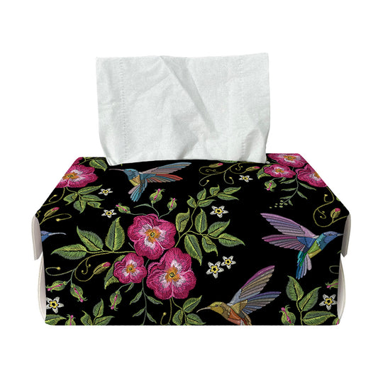 Wild Flowers And Hummingbird Print Rectangle Tissue Box Cover