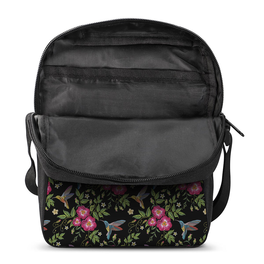 Wild Flowers And Hummingbird Print Rectangular Crossbody Bag