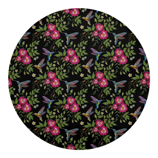 Wild Flowers And Hummingbird Print Round Blanket