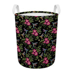 Wild Flowers And Hummingbird Print Round Laundry Basket
