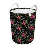 Wild Flowers And Hummingbird Print Round Laundry Basket