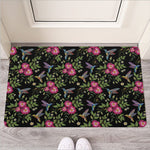 Wild Flowers And Hummingbird Print Rubber Doormat