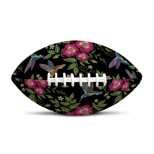 Wild Flowers And Hummingbird Print Rugby Ball