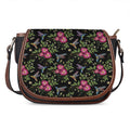 Wild Flowers And Hummingbird Print Saddle Bag