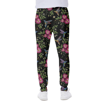 Wild Flowers And Hummingbird Print Scuba Joggers