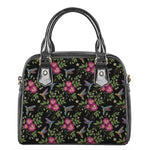 Wild Flowers And Hummingbird Print Shoulder Handbag