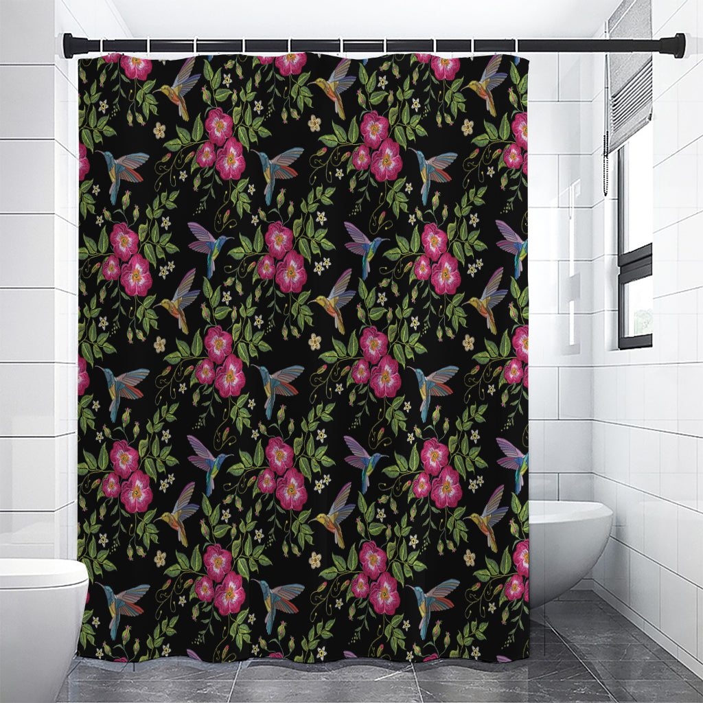 Wild Flowers And Hummingbird Print Shower Curtain