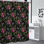 Wild Flowers And Hummingbird Print Shower Curtain