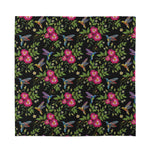 Wild Flowers And Hummingbird Print Silk Bandana