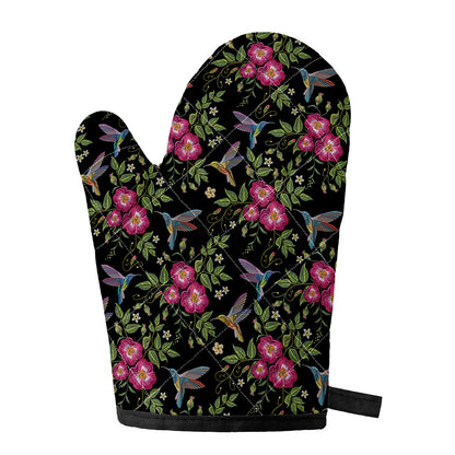 Wild Flowers And Hummingbird Print Single Oven Mitt
