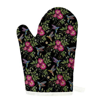 Wild Flowers And Hummingbird Print Single Oven Mitt