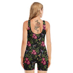 Wild Flowers And Hummingbird Print Sleeveless One Piece Swimsuit